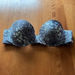 Strapless Blue Gray Push Up Bra, 32A